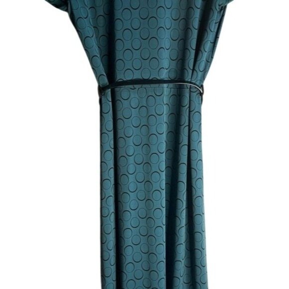 APT 9 Vintage Teal Shirt Polka Dot Midi Shirt Belt Waist Dress Button Front PM - Picture 8 of 11